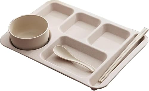 Vexnar ステンレス製 仕切りランチ/ディナープレート コンパートメント皿 割れない 食洗機対応 すくいやすい 離乳食・幼児食・ワンプレート 大人/子供用 小学生向け ベージュ (ベージュ)