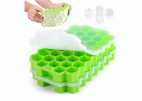 Image of IGRIS Flexible Silicone Honeycomb 37 Cavity Ice Cube Tray for Freezer Moulds Small Cubes Whiskey Fridge Bar Soft Ice Cube Tray -Pack of 1