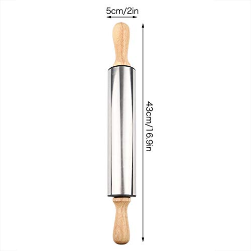 17In Wood Rolling Pin Stainless Steel Rolling Pin Pastry Roller Rolling Pin Dough Roller Pizza Roller Rolling Pins For Baking French Rolling Pin Fondant Roller #TOP5