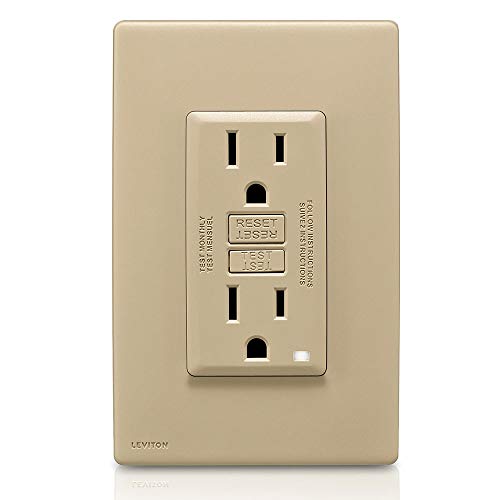 Image of Leviton RGF15-CA Renu Self-Test Tamper-Resistant GFCI Outlet, 15-Amp, Caf? Latte