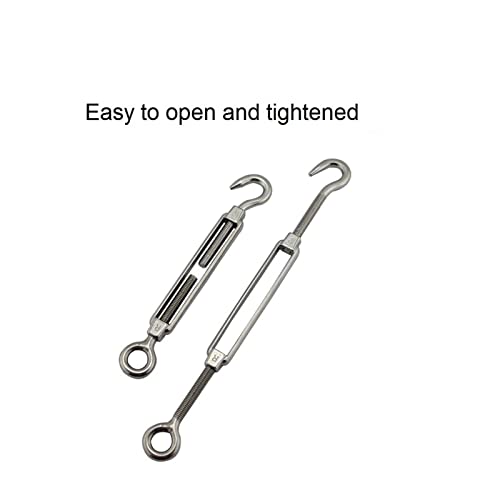 BREAKA 1PCS 304 Stainless Steel Turnbuckle Hook and Eye M4 M5 M6 M8 Marine Cable Raling Stainless Steel Hook and Eye Turnbuckles (Color : M5) miniatura 4
