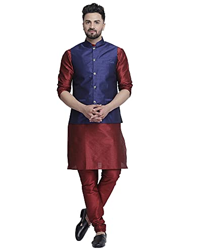 Image of BENCOOPER Men's Dupion Silk Kurta Pyjama & Jacket Set