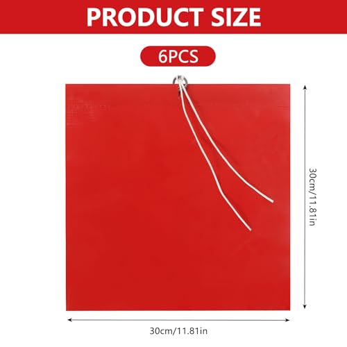 6 Stück Rote Warnflagge, Warnfahne Rote Fahne Überlänge mit Seil, Warnflaggen Set Warnflagge Endfahne Schlussfahne Rot für Transport Fahrradträger Auto Wohnwagen (30x30cm)