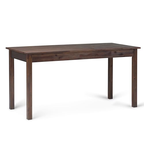 SIMPLIHOME Monroe Desk - 60-Inch Wide Solid Acacia Wood Writing Desk in Distressed Charcoal Brown, Rustic Contemporary Home Office Computer Table with Storage and Built-In USB and Power Outlet