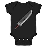 Pop Threads Fantasy Buster Sword Gamer Infant Baby Boy Girl Bodysuit Black 6M