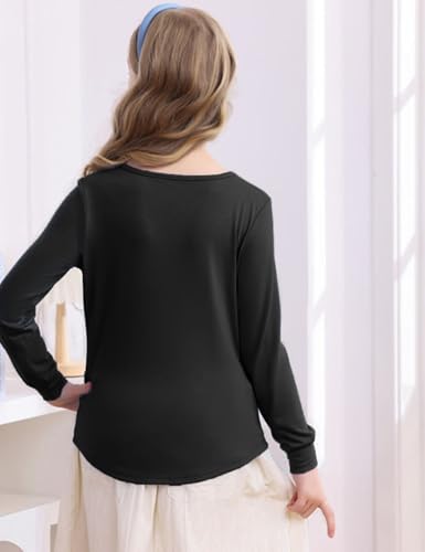 Image of Vivitulip Girl's Basic Long Sleeve Crew Neck T-Shirts Casual Smocked Cute Tunic Tops
