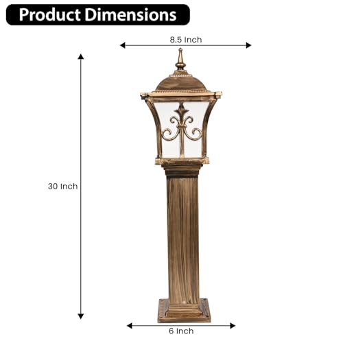 Image of GIGAWATTS TRISHUL 30 Outdoor Garden Light - 101% Rust & Waterproof Die-Casting Aluminium Exterior Lamp for Garden, Boundary Street & Home Entrances (B22 Holder, Bulb Not Included, Gold)