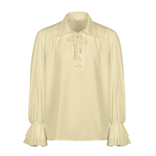 Chemise Médiévale Homme à Lacets - Blouse Pirate Vintage Blanche Coupe Ample Casual