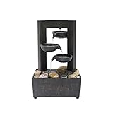 Nature's Mark 9.6" H Tiered Raining Spout Tabletop Water Fountain with Natural River Rocks (Power Cord Attached)