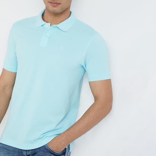 Image of Parx Men Regular Fit Solid Pattern Cotton Polyester Blend Half Sleeve Polo Neck Casual T-Shirt
