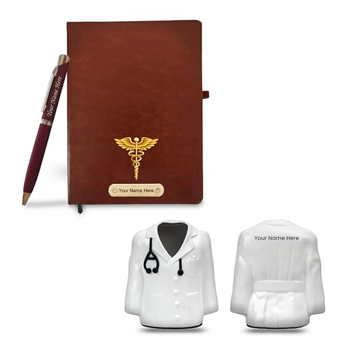 Image of SAVRI Personalized Doctor Gift Set | Custom Engraved Diary, Doctor Symbol Pen & Coat Pen Stand | Customized Medical Gift for Doctors, Surgeons, MR, MS | Graduation, Appreciation & Conference Gift