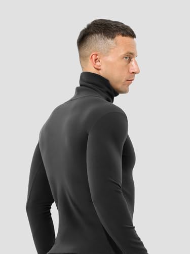 AORGSVI Mens Turtleneck Thermals Undershirt, Long Sleeve Warm Base Layer Thermal Tops, Fleece Lined Long John Shirts for Men2