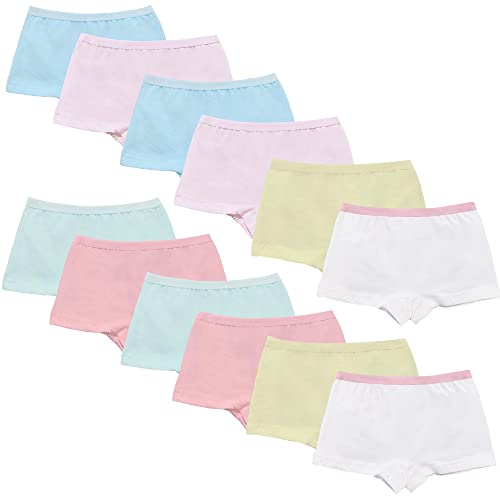 Girls Cotton Underwear Kids 12 Packs Toddler Boyshort Panties 2-14 Yrs - Main Image