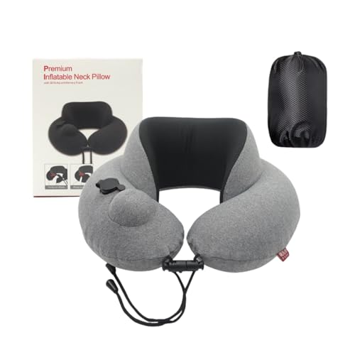 Inflatable Travel Neck Pillow with Memory Foam Support