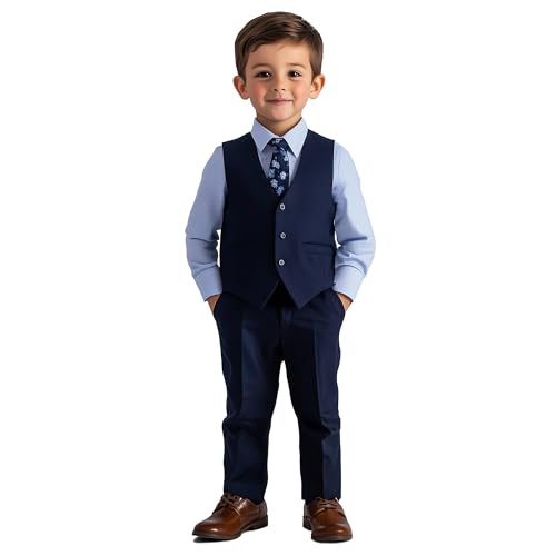Ensemble gilet 4 pièces pour garçon avec chemise et cravate élégante