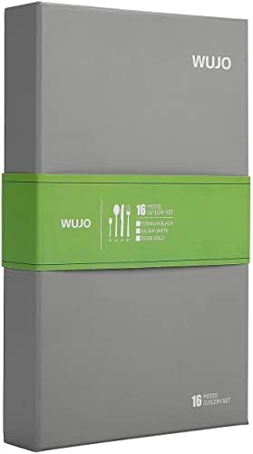 WUJO Cutlery Sets, Stainless Steel Flatware, Dinnerware / Tableware / Silverware Set, Knife Spoon Fork Set, Mirror Polished, Dishwasher Safe, Ideal for Home/Camping/Party Service for 4