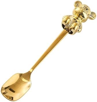 Silverware Flatware Cutlery Set, 1/4/6/8 Pieces Stainless Steel Spoons Creative Cute Cartoon Dessert Spoon Household Bear Coffee Spoon Color Gold, Size 1Pcs