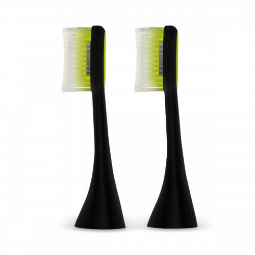 2 x Large Black Soft Tooth Shaft Replacement Heads, Colourful