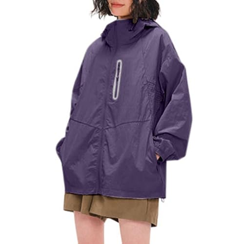 Camisa de ciclismo de manga larga ligera UPF 50+ para mujer, para verano y actividades al aire libre, Morado Oscuro, XS