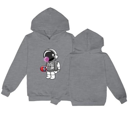 Kids Girl Boys Graphic Hoodies Toddler Long Sleeves Warm Sweatshirts Solid Color Leisure Pullover (Grey, 9-10 Years)