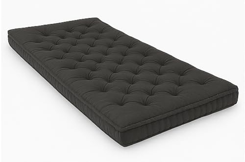 Image of ATOOTFUSION Cotton Floor Mattress, 4 inch Thick Tufted Cushion, 72 x 30 inch, Foldable, Rollable Light Weight Cotton Mattress (Black)