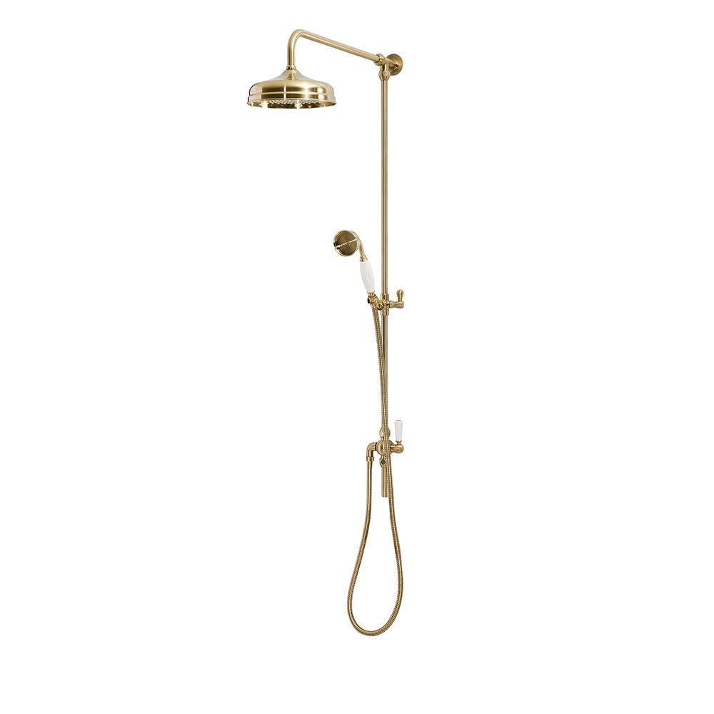 Milano Brushed Brass Elizabeth Rigid Riser Fixed Shower Head Handset