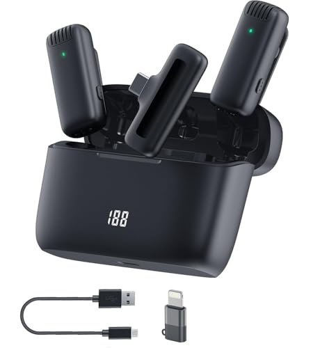 Image of Wireless 3-in-1 Mic Set for Mobile, DSLR & Laptop | Plug & Play Rechargeable Microphone for Compatible with Android, iPhone, Cameras, Laptop, YouTube, TikTok, Interview Live (J13-MIC)