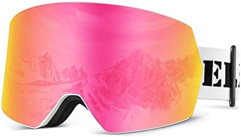 Elimoons Ski Goggles for Men Women Youth, Snowboard Goggles for Adults, OTG Snow Goggles Anti Fog UV400 Protection