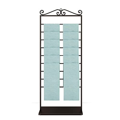 UWYTGF Heavy Duty 9 Layer Scarf Holder Organizer,Metal Large Capacity Vertical Multifunctional Display Stand Rack for Silk Ribbon/Wrapping Papers/Shawl/Towel,Small Space,Black,90Cm Length