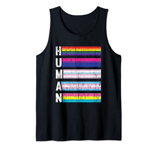 Human LGBT-Q Pride Flag Gay Bi Intersexual Trans Pansexual Camiseta sin Mangas