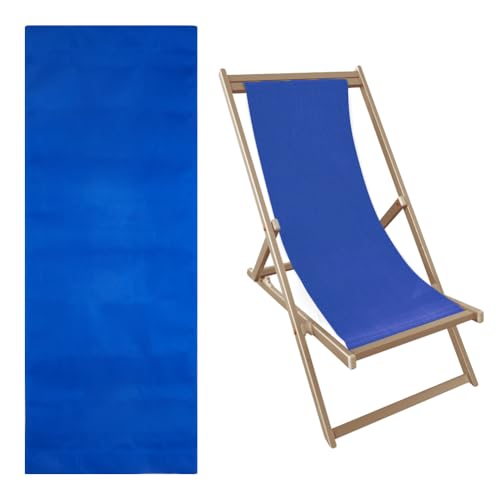 Hobbspring Tissus de Remplacement pour Chaise de Plage 115x43cm Toile de Rechange pour Chaise Pliante D'Extérieur Bleu Tissu pour Chaises de Plage