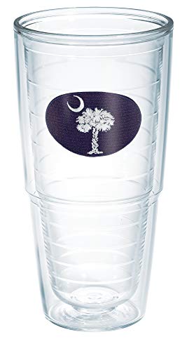 Tervis South Carolina Flag Made in USA Double Walled Insulated Tumbler Travel Cup Keeps Drinks Cold & Hot, 24oz - No Lid, Navy and White