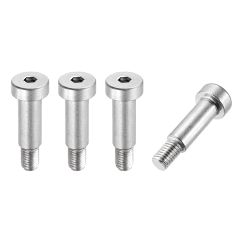 sourcing map 4 Pcs 304 Stainless Steel Shoulder Bolt 10mm Shoulder Dia 20mm Shoulder Length M8x1.25 Thread Hex Socket Shoulder Bolts for Hydraulic Injection Molding Machinery Industries
