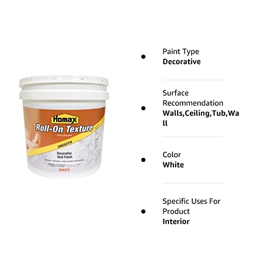 Homax Decorative Roll On Wall Texture White, Smooth Finish, 2 Gal, 256 Fl Oz (Pack Of 1) #TOP1