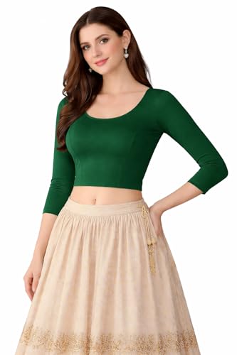 Image of Fressia Fabrics Women's Cotton Readymade Saree Blouse Stretchable Crop Top Choli Bustier Top