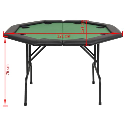 NQJIBUE Home Garden Klappbarer Pokertisch für 8 Spieler, 2-fach faltbar, achteckig, Grün – Bild 7