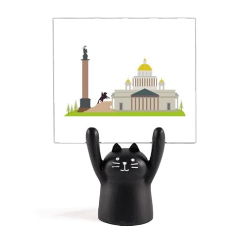 Support de mémo chat noir St. Petersburg Russie pince note porte photo