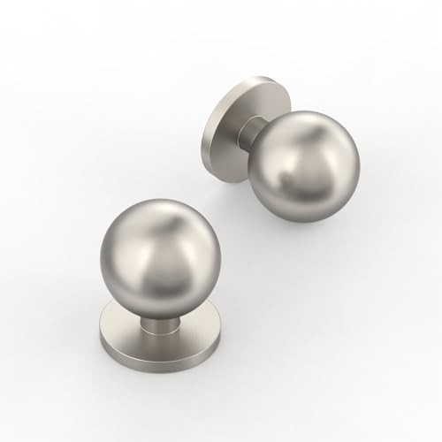 Amerdeco 10 Pack Brushed Satin Nickel Kitchen Cabinet Knobs Single Hole Kitchen Cabinet Handles Solid Zinc Alloy Round Knobs for Drawer Dresser, Cupboard and Wardrobe AM056