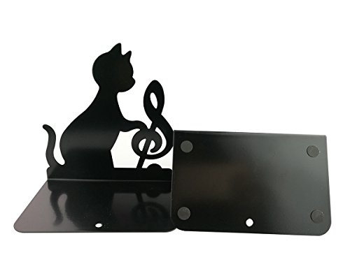 Winterworm Cute Lovely Funny Lazy Cat Playing Music Nonskid Thickening Iron Library School Office Home Study Metal Bookends Book End (Music Note) #TOP7
