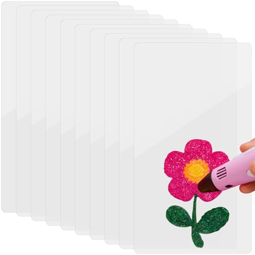 VILLCASE 10pcs Transparent 3D Pen Mat, 3D Pen Accessories Drawing