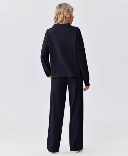 Image of PINSPARK 2 Piece Sets for Women 1 /2 Zip Sweatsuit 2026 Matching Outfit Fall | Lightweight Air Layer Fabric, Loose Fit Sweatshirt, Straight Leg Pants with Pockets, Soft Lounge Sets, Airport Outfits Women