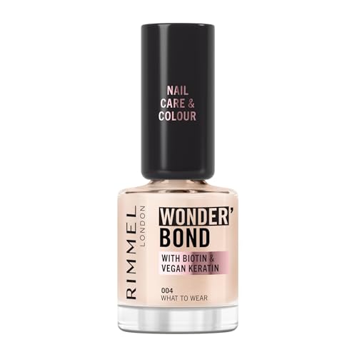 Rimmel Wonder'Bond Care+Color Vernis à ongles, Restaure les ongles, Enrichi en biotine et en kératine vegan, Modulable, 12 ml, 004 WHAT TO WEAR