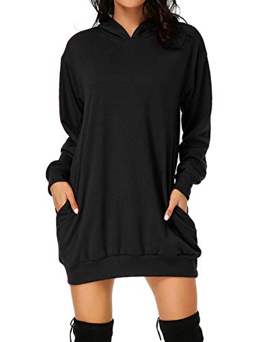 Avondii Damen Langarm Hoodie Einfarbig Kapuzenpullover mit Kapuze (XL,...