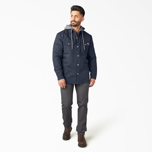 Image of Dickies Men's Fleece Hooded Duck Shirt Jacket With Hydroshield