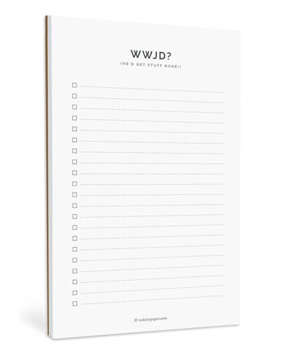 WWJD He'd Get Stuff Done - 5.5 x 8.5 Funny Christian To-Do List, 50 Tear-Off Sheets - Relatable Faith-Based Daily Planner & Task Tracker - Encouragement Gift for Christian Women & Friends