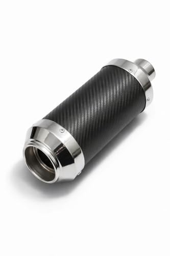 Image of AY Traders Universal Motorcycle Exhaust Silencer for Street Sports Bikes and Scooters, Carbon Fiber Design, Black