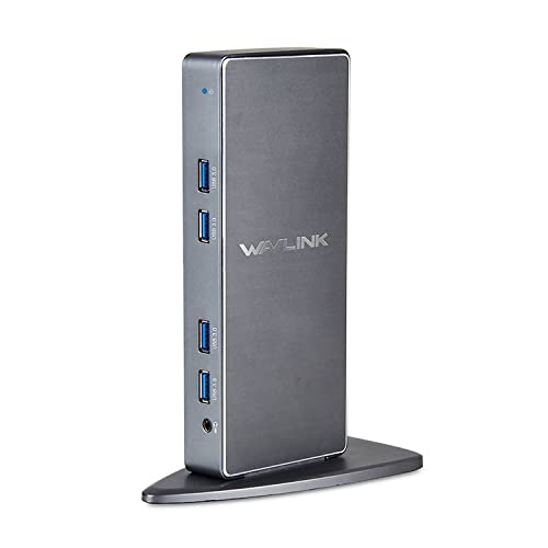 WAVLINK USB 3.0 and USB C Universal Laptop Docking Station Dual Video Monitor Display HDMI, DVI & VGA, 6 USB 3.0 Ports, Gigabit Ethernet, Audio, Support Windows,MacOS 10.14 Later, Ubuntu 20.04,22.04