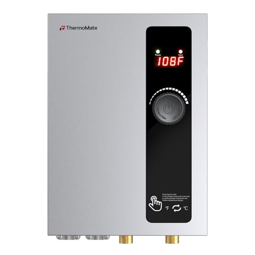 36kW Tankless Water Heater Electric, ThermoMate On Demand Instant Hot Water Heater 240 Volt, Max 8.0 GPM Self-Modulating for Whole House, ETL Certified for Residential Indoor Shower
