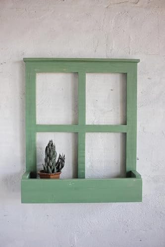 Image of Handcrafted Wooden Hanging Flower Basket -Creative Wall Window Decoration (Blue) - Perfect Wooden Wall Planter for Living Room and Balcony Decor (Walnut)