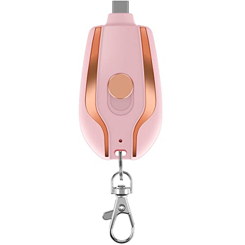 Keyring Power Bank 1500mAh Mini Power Emergencies Pod Keychain Portable Charger Ultra-Compact Fast Charging Key Chain Phone Charger Type-C Mini Power Emergency Charger for Android